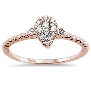 Genuine 14K Rose Gold Pear Shape Ring